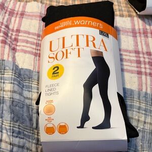 Warner's Ultra Soft Black Fleece Lined Tights - 2 Pair